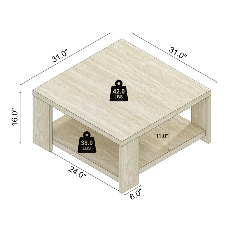 Nathanial Modern Coordinated Coffee Table Set Of 2, Travertine