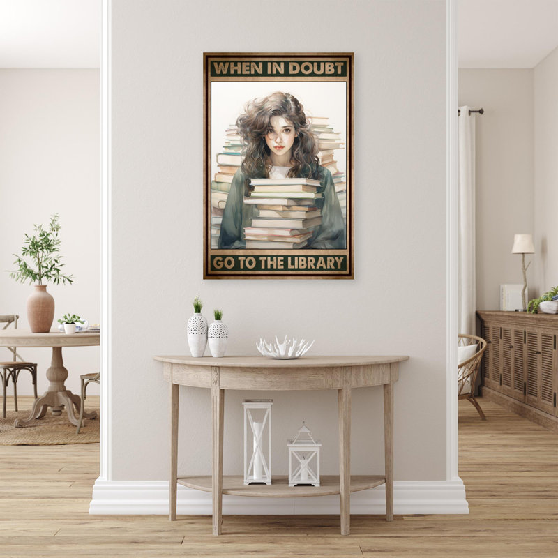 Books Go To The Library - 1 Piece Rectangle Graphic Art Print On Wrapped Canvas, L 24 po x H 36 po