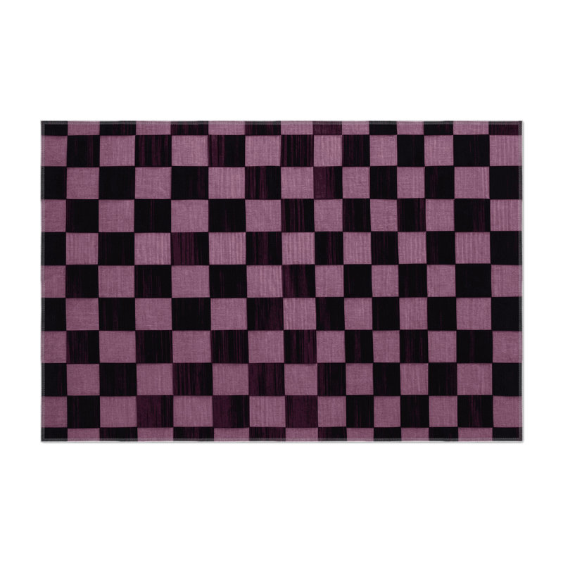 Tapis intérieur / extérieur mauve à carreaux, Rectangulaire 3 pi x 5 pi