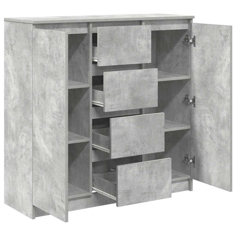 Sideboard With Drawers 100.5X35x98.5 Cm Engineered Wood, Concrete Grey