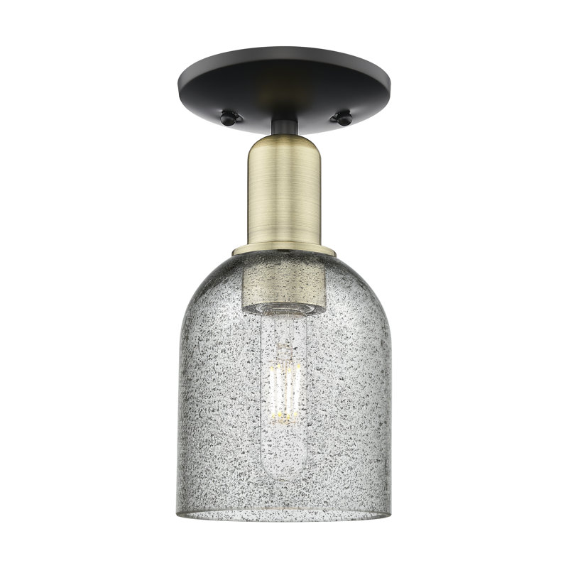 Reiko - 1 lumière - Abat-jour gris anthracite - Plafonnier semi-encastré, Grey / Black Antique Brass
