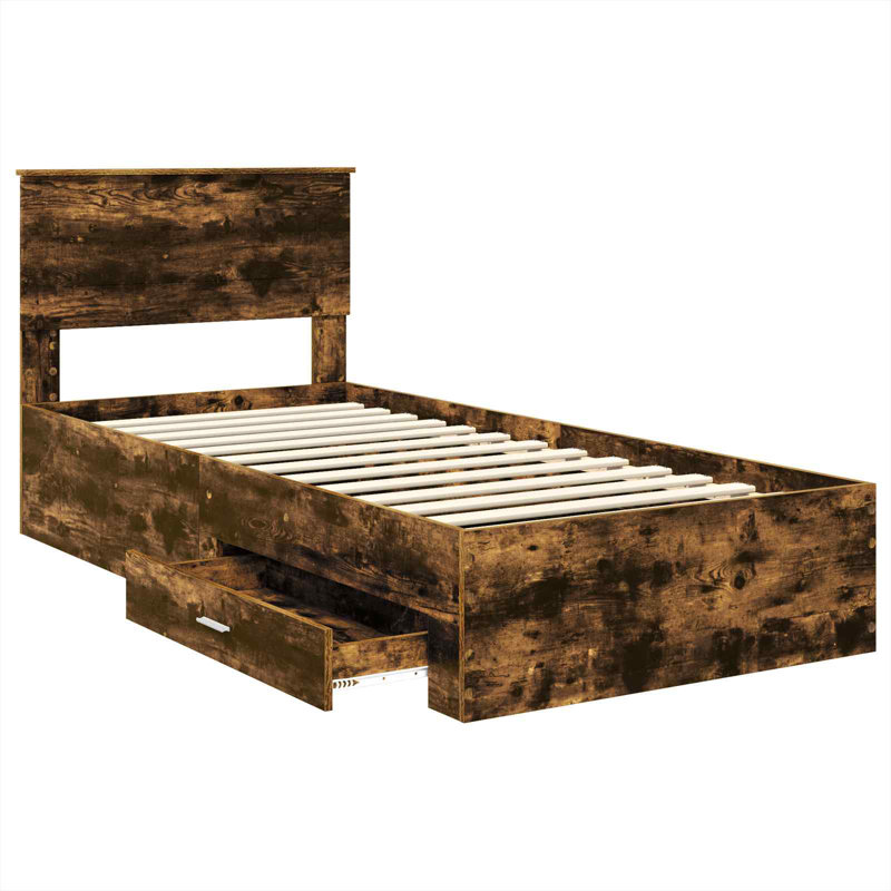 Bed, Smoked Oak, European Single (90 x 200 cm)