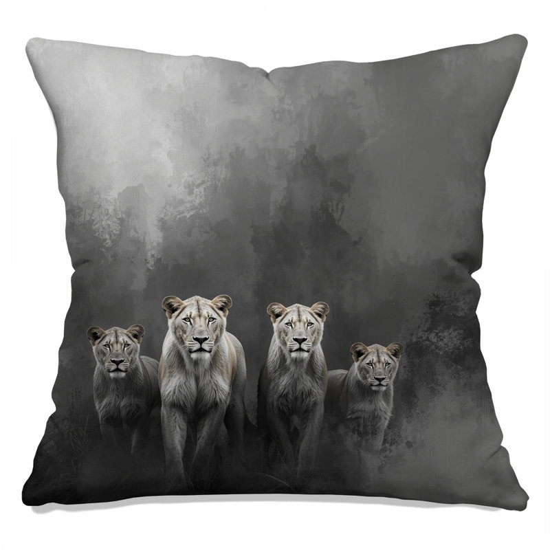 Lions Walking Forward Double Sided Throw Pillows, 16 x 16 inches