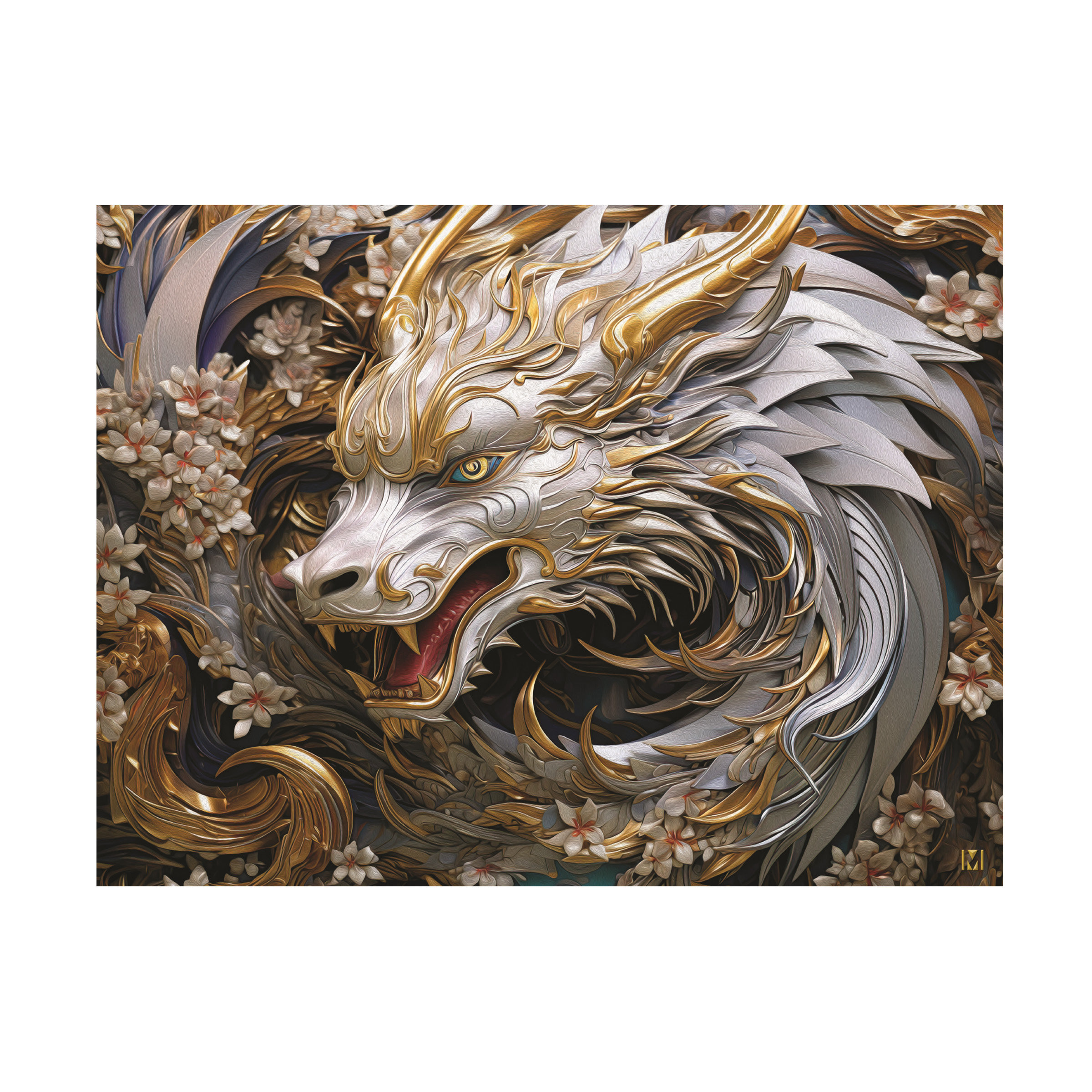 Winston Porter Michael David Ward White Dragon Canvas Art | Wayfair