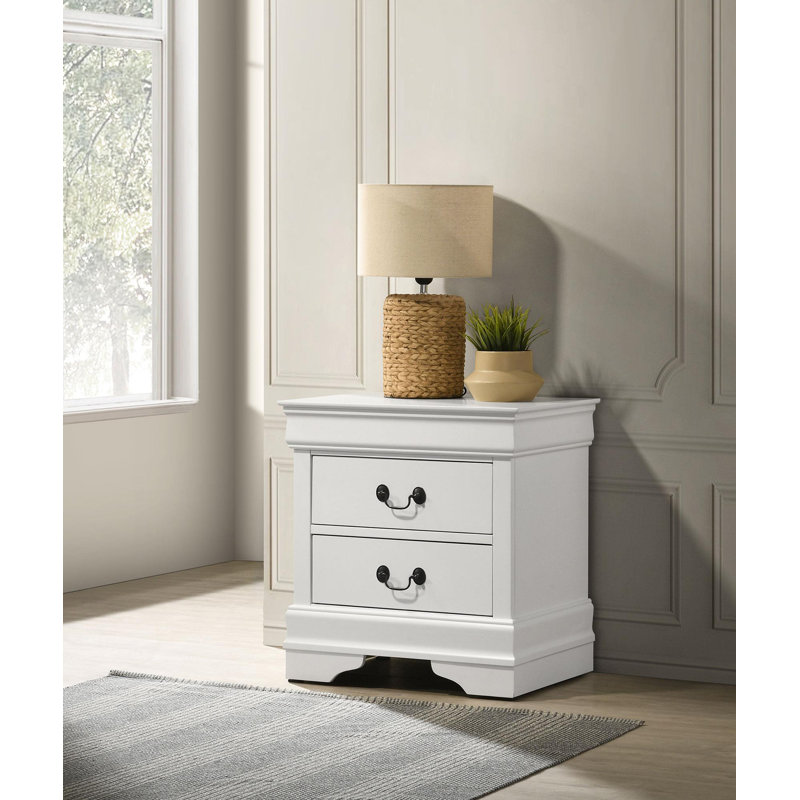 Table de chevet 2 tiroirs blanc