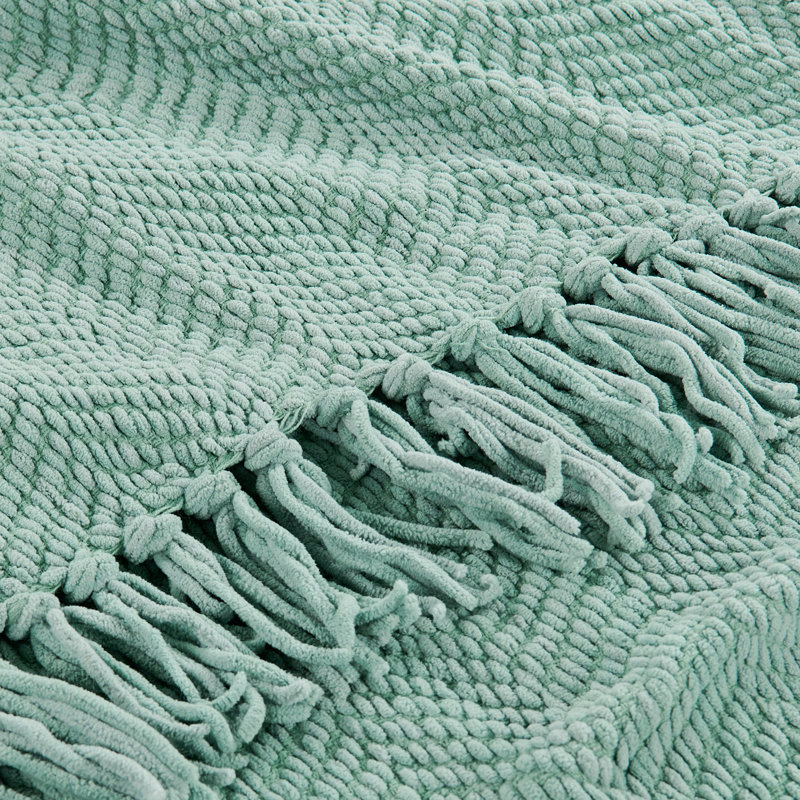 Jeté en tricot de tweed, Bleu argenté, 60 po x 80 po