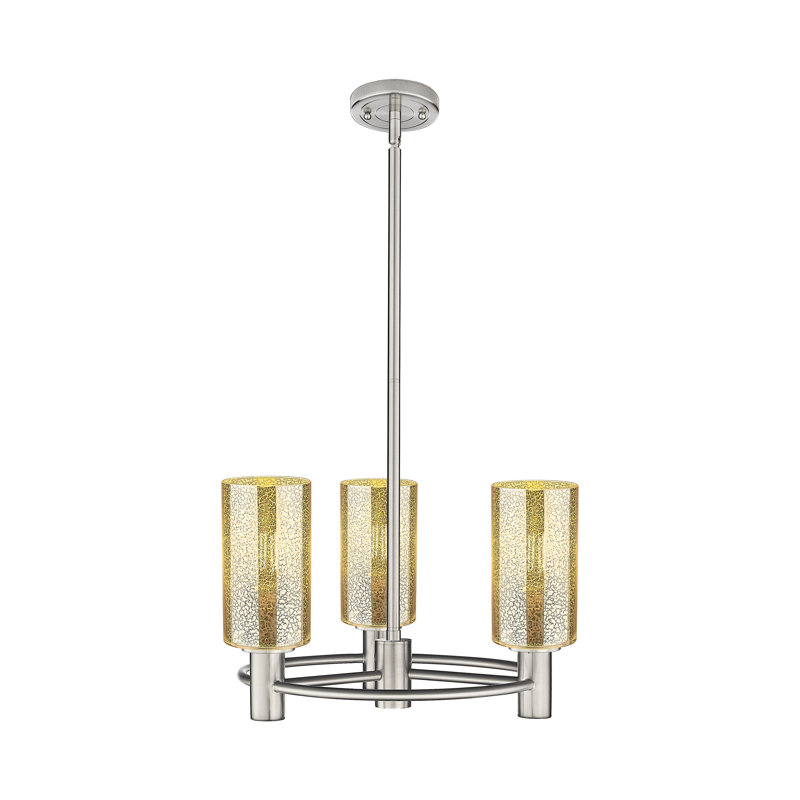 Luminaire suspendu 3 tiges Crown Point, H 10,38 po x l 18 po x P 18 po, Mercure, Nickel satiné