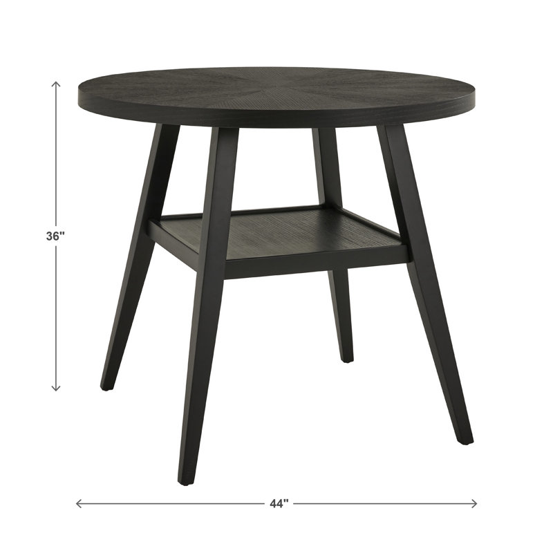 Griggsville Black Finish 44" Round Counter Height Dining Set - 5-Piece, Vegan Leather Chairs, Brown