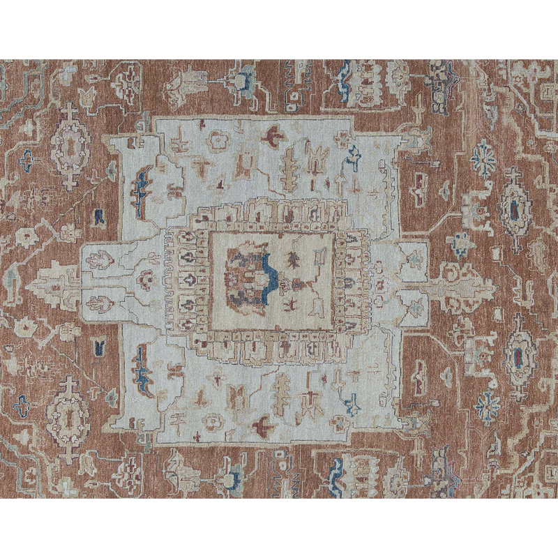 Tapis orange clair de haute qualité noué à la main
