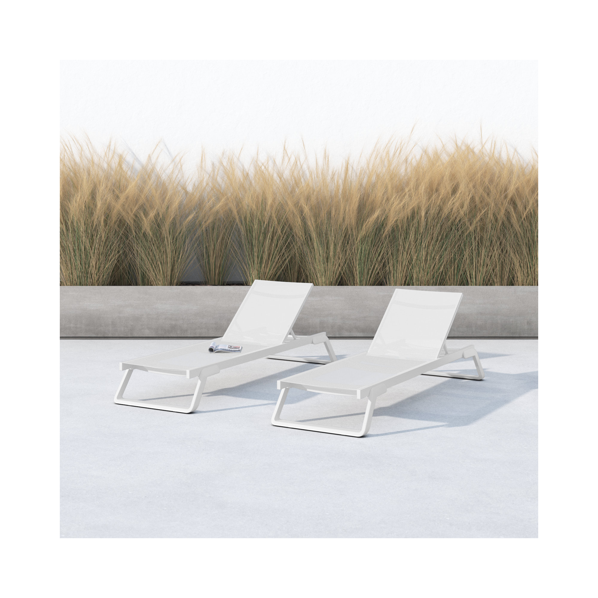 Holli 28.34'' Outdoor Chaise Lounge, White