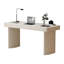 Bureau 62,99 po Modern Light Luxury blanc crème avec plateau en pierre frittée et 3 tiroirs-129897802