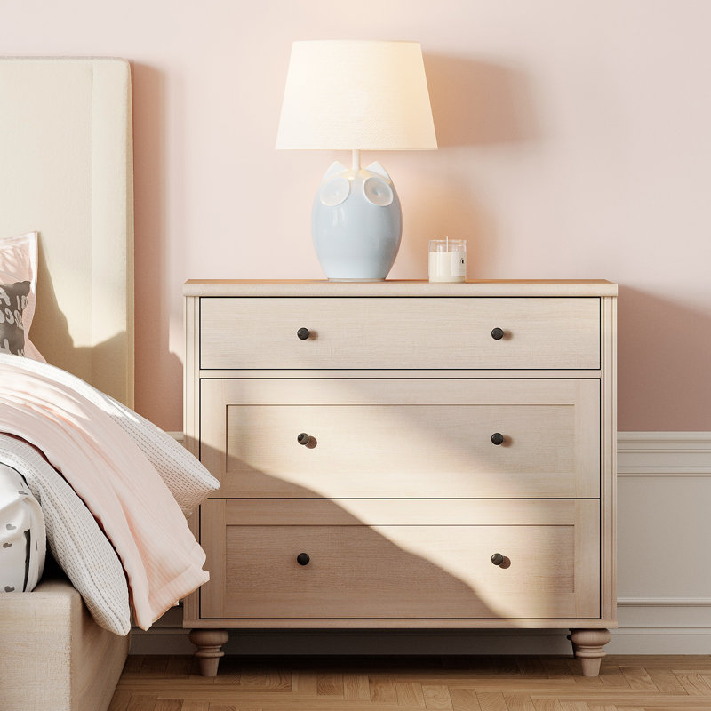 Scarlett Mid-Century Modern 3-Drawer Nightstand, Individual, Beige