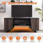Modern Detachable Fireplace TV Stand, Dark Wood & Black, 183x39.5x76cm, Metal, Living & Media Room-1432680714