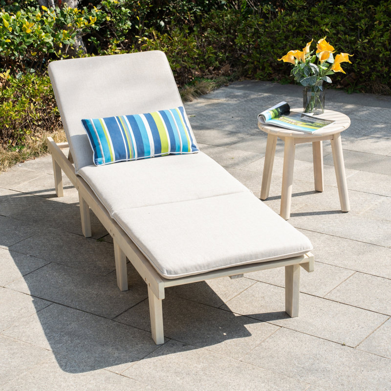 Sadir 200cm Long Acacia Sun Lounger, 1