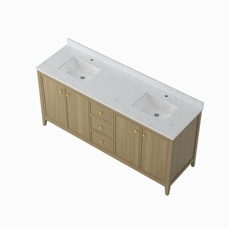 Meuble-lavabo moderne en bois spacieux avec lavabo double