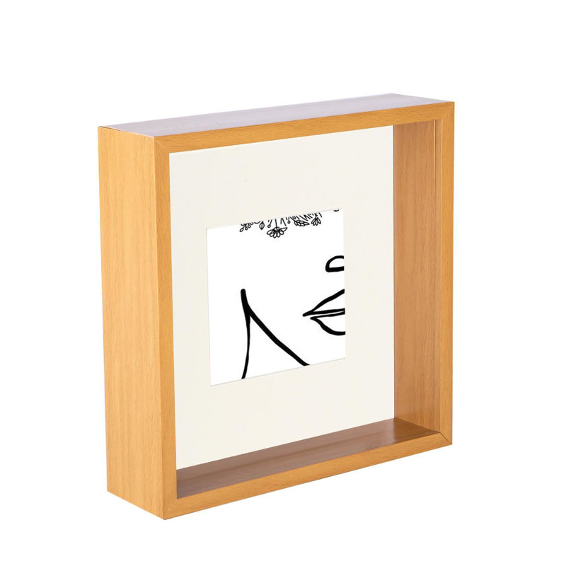 Nicola Spring - 3D Deep Box Photo Frame, 10cm x 10cm, Light Wood/Ivory