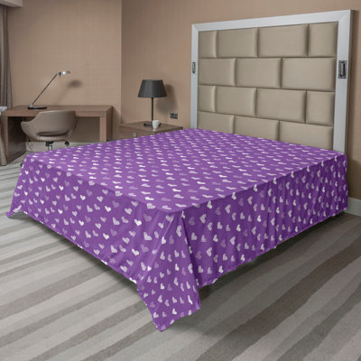 Ambesonne drap de dessus romantique rayé à pois blancs et gris