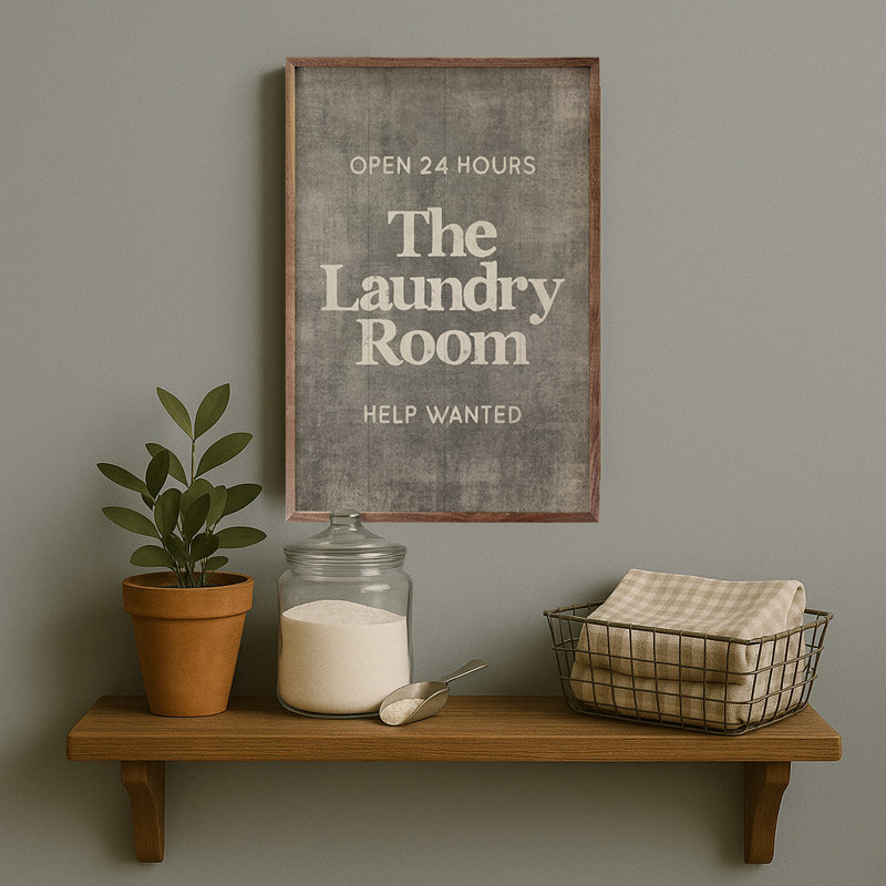 «The Laundry Room», art mural, Gris, H 16 po x l 10 po