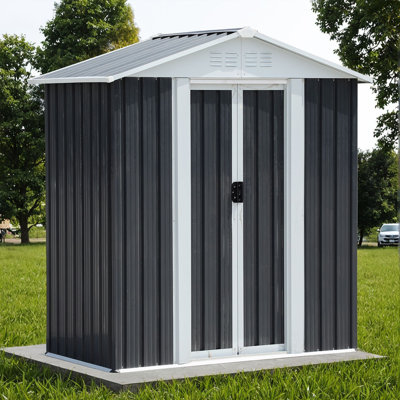 Gray Sliding Door Garden Shed Is Designed For Outdoor Storage. Suitable For Patios, Gardens, And Backyards. It Is Convenient For Storing Gardening Tools And Outdoor Sundries.