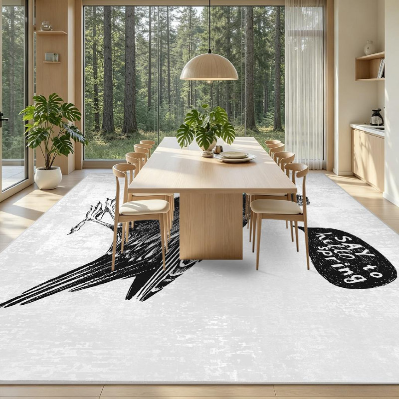 Tapis d'angle d'intérieur blanc, lavable à la machine et décoré pour Noël, Rectangle 79 po x 118 po