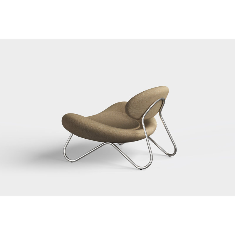Meadow Lounge Chair, Black Painted Steel Frame, Brushed Stainless Steel, Natural Polyester Blend