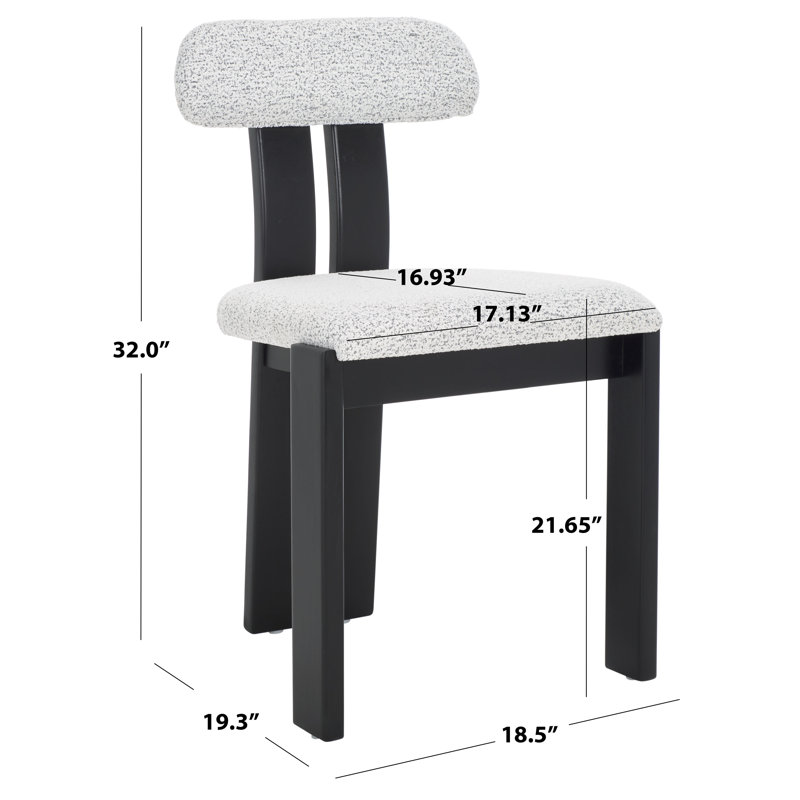 Cayde Boucle Dining Chair, Black w/ White, Black