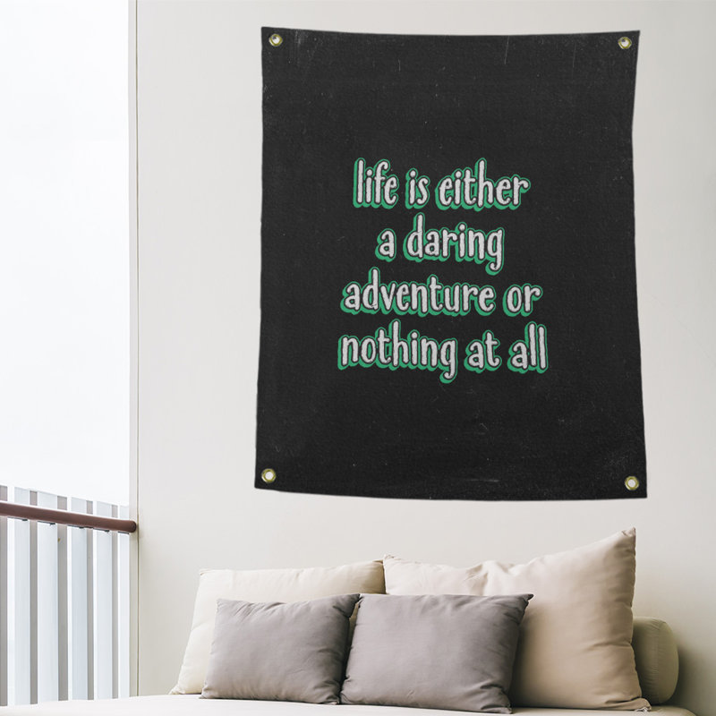 Tapisserie tableau noir en polyester life citation adventure, H 36 po x l 26 po, Vert