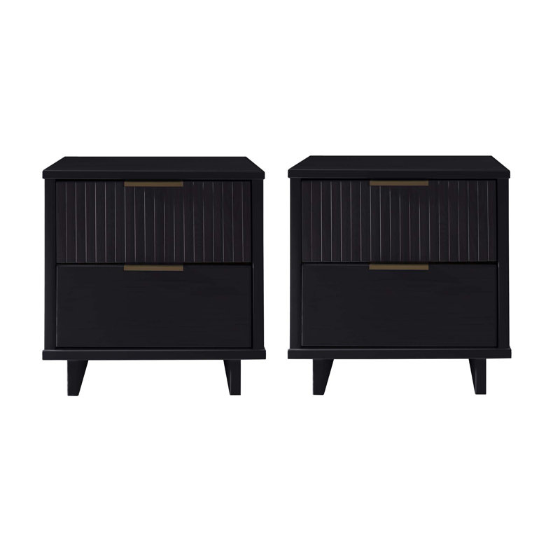 Laureli 18.11'' W Solid Wood Nightstand, Set of 2, Black