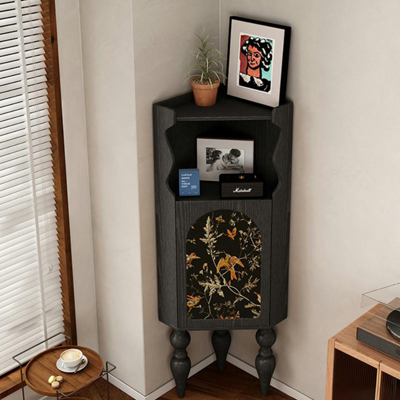 55.12"French-style black bedroom triangular storage cabinet
