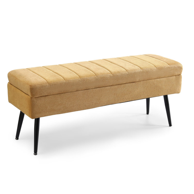 Vondale Upholstered Storage Bench, Yellow