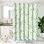 Rideau de douche floral festonné, motif de fleurs et de feuilles, rideau de bain en tissu imperméable avec crochets pour des thèmes de salle de bain modernes et botaniques, (vert)