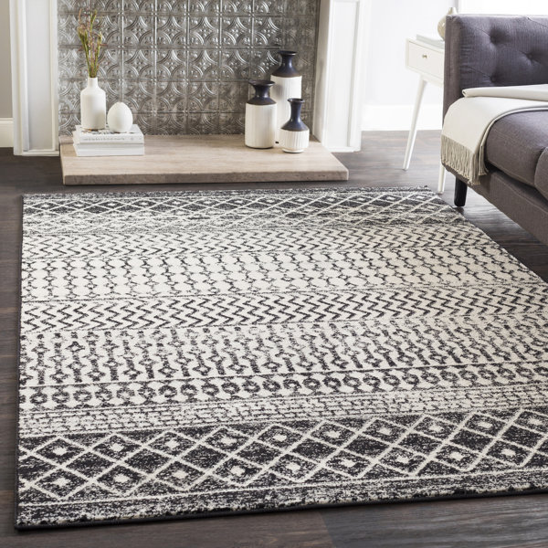 Union Rustic Lashavia Machine Woven Ivory/Dark Charcoal Area Rug ...
