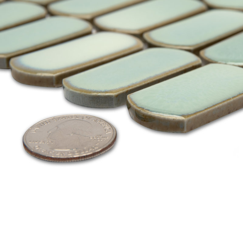 Hudson Capsule 12-1/4 In. X 13-1/8 In. Porcelain Mosaic Tile, Mint Green