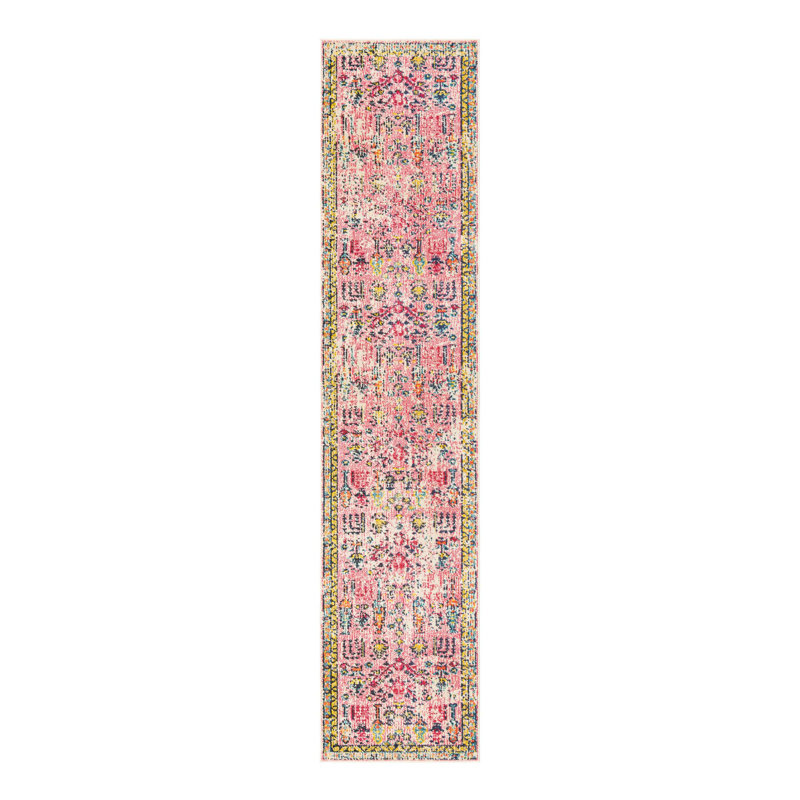 Tapis rose à motif abstrait Ector, Pink, Tapis de couloir 2 pi x 8 pi