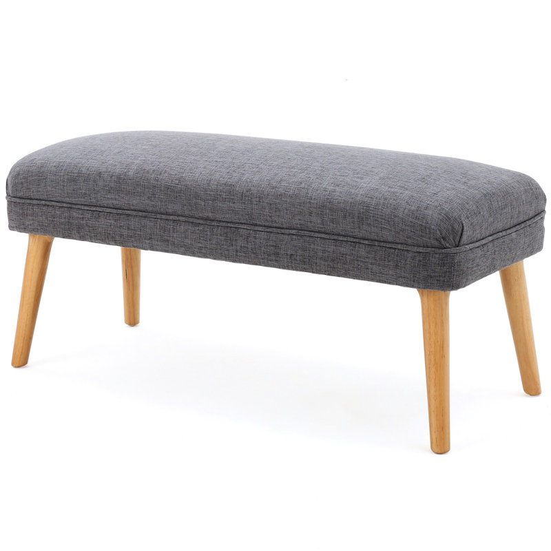 Aspect attrayant en tissu gris et confortable avec assemblage de pieds en bois