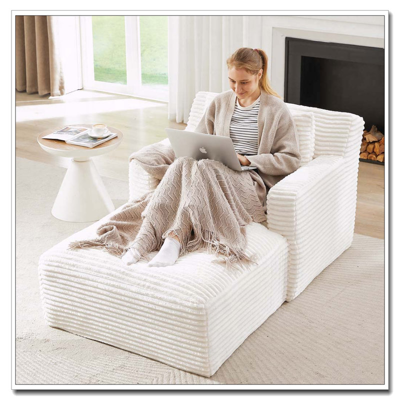 Chaises d'appoint modernes en velours côtelé, Blanc
