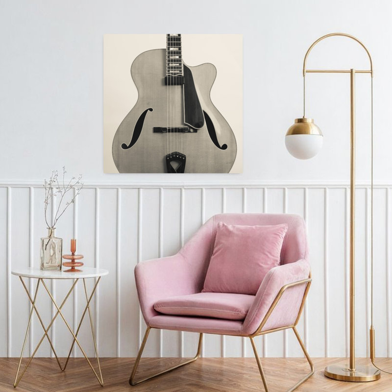 Guitare II, art contemporain abstrait, H 32 po x l 32 po
