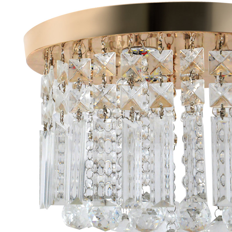 Plafonnier encastré en cristal 11,8 po Beverly, Laiton poli
