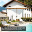 Parasol de patio de 9 pi - résistance, imperméabilité, inclinaison facile, pour le jardin, la terrasse, la cour arrière, la piscine beige bloquant, 8