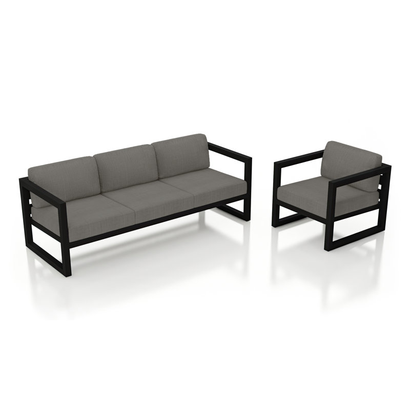 Avion 2 Piece Sofa Set, Canvas Charcoal Sunbrella® Canvas, Black