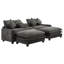 Canapé modulaire contemporain en chenille de 111 po avec deux repose-pieds amovibles, deux ports USB, deux porte-gobelets et une grande boîte de rangement-1732662516