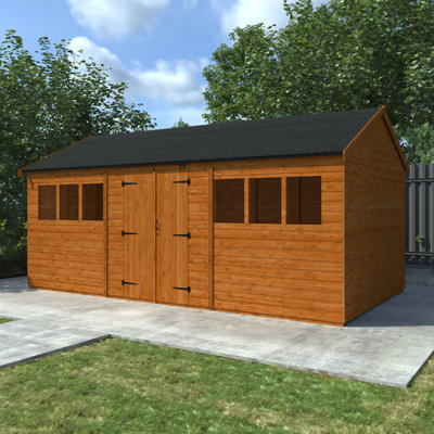 10 ft. W x 18 ft. D Solid Wood Shiplap Apex Garden Shed