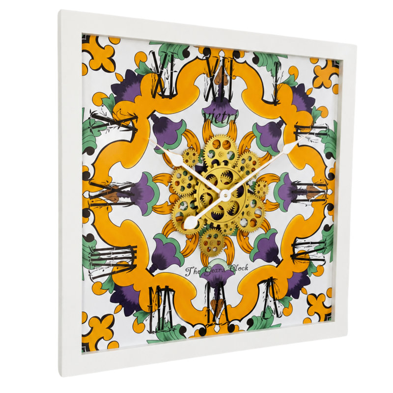Solid Wood Wall Clock, Orange