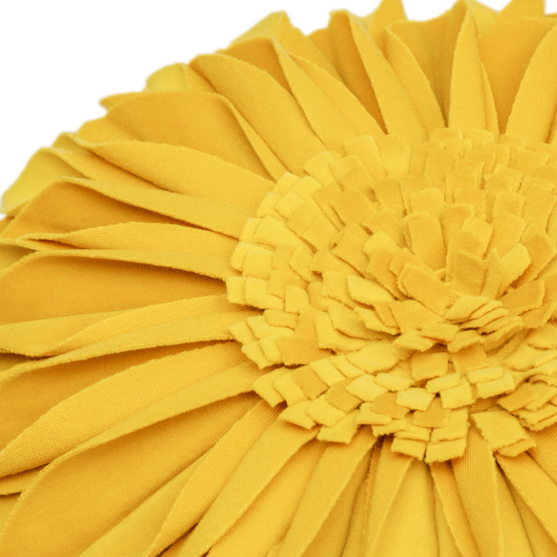  Housse et insert de coussin décoratif en tournesol Appliqued, Carré 12 po, Or jaune - velours