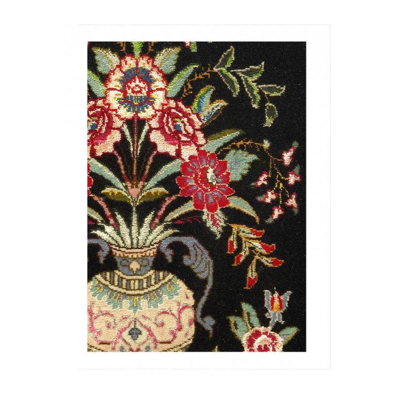 Fine hand Knotted Persain silk & wool Tabriz 1'5"X 1.11"