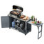 Chariot de gril avec table de barbecue pliable, cuisine extérieure avec rangement pour poubelle et plateau en acier inoxydable-128723418