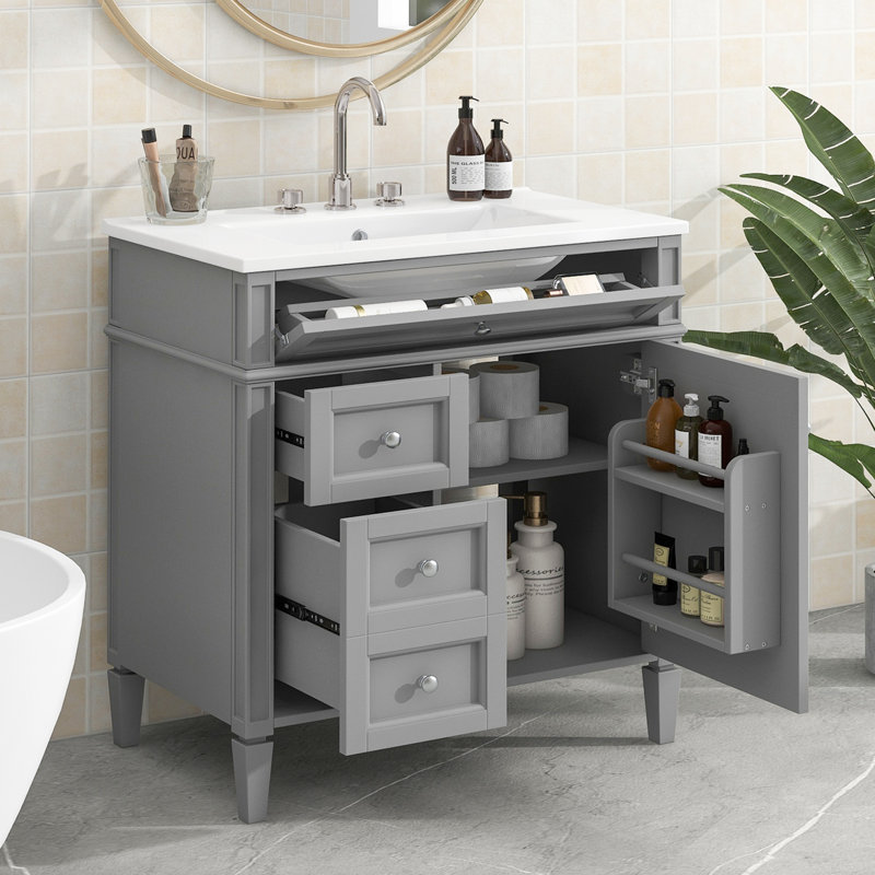 Meuble-lavabo de 30 po avec lavabo supérieur, Ne s’applique pas, Gris