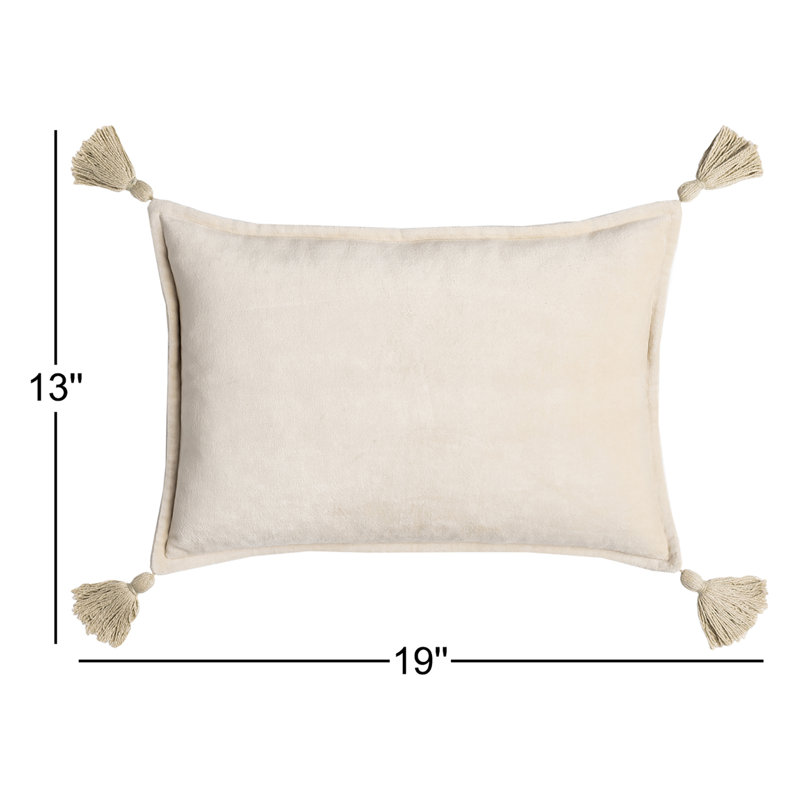 Norwin Tassels Cotton Throw Pillow, Beige, Pillow Cover Only - No Insert