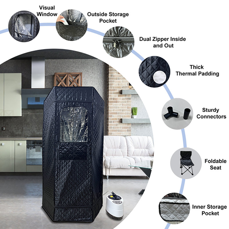 Portable Sauna Box – Steam Generator With Remote Control, Detachable Transparent Window For Home Spa Muscle Relief/detox