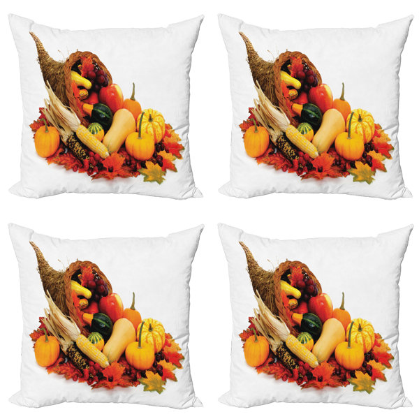 4er-Set Kissenbezüge Herbst-Motive – 45x45 Cm, Polyester, Maschinenwaschbar